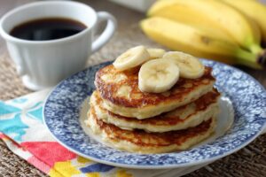 Banana Oatmeal Pancakes, a tasty and easy breakfast idea from our free 25 budget-friendly recipes book.
