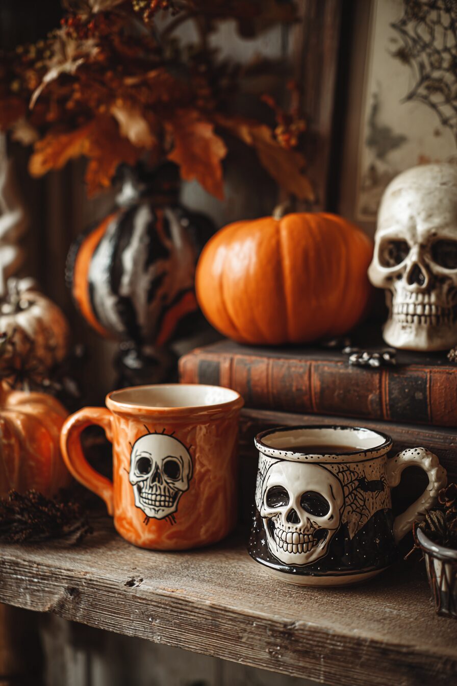 Halloween kitchen decor for a spooky Halloween coffee station.